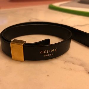 AUTHENTIC Celine Pontet BLK Leather Wrap Bracelet